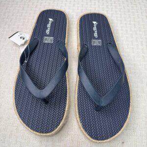 Frogg Toggs Mens Kuba Sandals Size 12 Navy Flip-Flops  Jute-Trimmed  Beachwear
